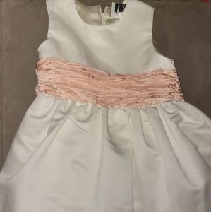 Girls Size 5 Dorissa White and Pink Satin Party Dress